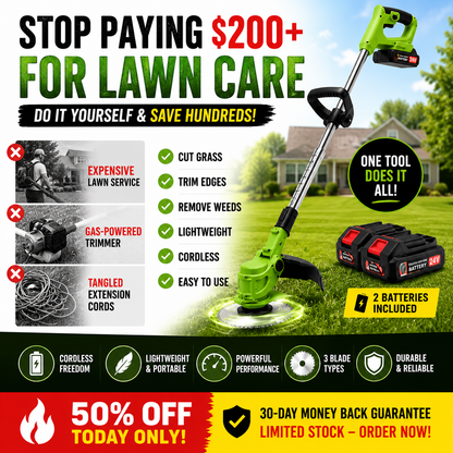 Cordless 2-in-1 Weed Trimmer & Lawn Edger – Brushless Motor, 2 Batteries Included
