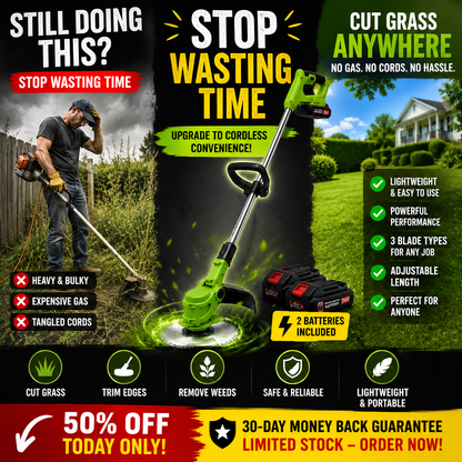 Cordless 2-in-1 Weed Trimmer & Lawn Edger – Brushless Motor, 2 Batteries Included