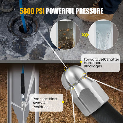 🎁 Hot Sale 50% OFF 🔥5800PSI Sewer Jetter Kit for Pressure Washer