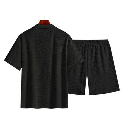 Men’s Summer Zipper Polo & Shorts Set – Casual Sports Fitness Tracksuit