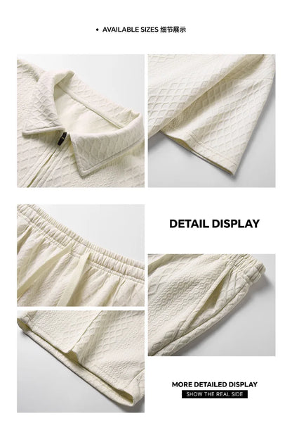 Men’s Summer Zipper Polo & Shorts Set – Casual Sports Fitness Tracksuit