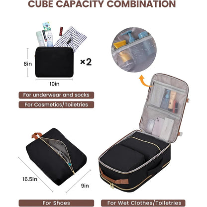 Geestock Minimalist Women's Travel Boarding Backpack Carry On Luggage With 3 Storage Bags Large Capacity Laptop Bag Backpack