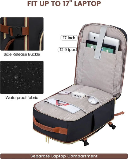 Geestock Minimalist Women's Travel Boarding Backpack Carry On Luggage With 3 Storage Bags Large Capacity Laptop Bag Backpack