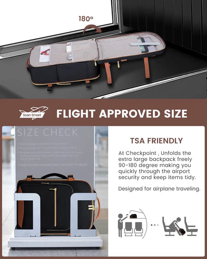 Geestock Minimalist Women's Travel Boarding Backpack Carry On Luggage With 3 Storage Bags Large Capacity Laptop Bag Backpack