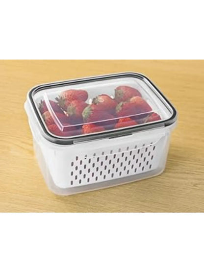6Set of large-capacity refrigerator fruit preservation containers，Comes with a detachable drain basket，Sealed food storage conta