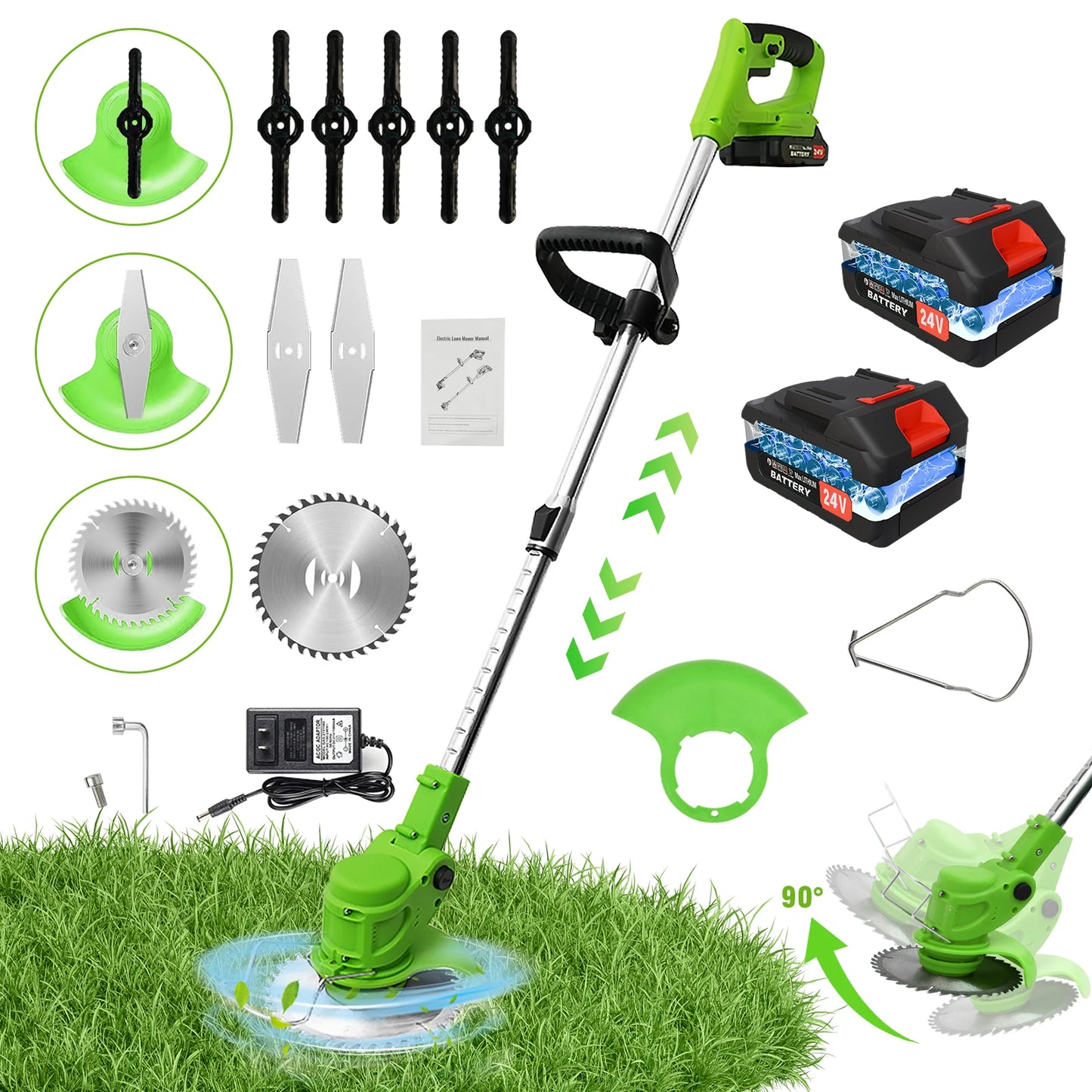 Cordless 2-in-1 Weed Trimmer & Lawn Edger – Brushless Motor, 2 Batteries Included