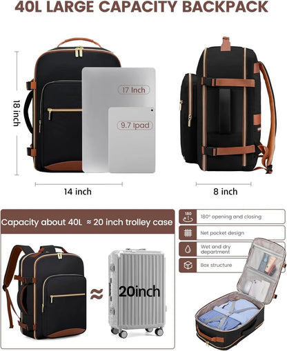 Geestock Minimalist Women's Travel Boarding Backpack Carry On Luggage With 3 Storage Bags Large Capacity Laptop Bag Backpack
