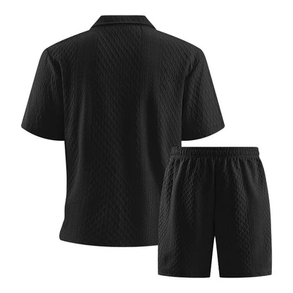 Men’s Summer Zipper Polo & Shorts Set – Casual Sports Fitness Tracksuit