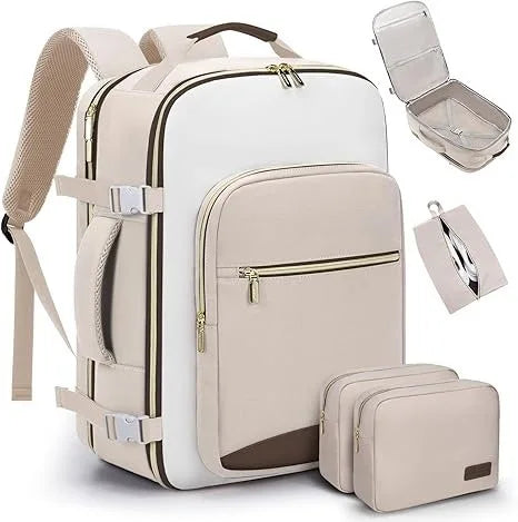 Geestock Minimalist Women's Travel Boarding Backpack Carry On Luggage With 3 Storage Bags Large Capacity Laptop Bag Backpack