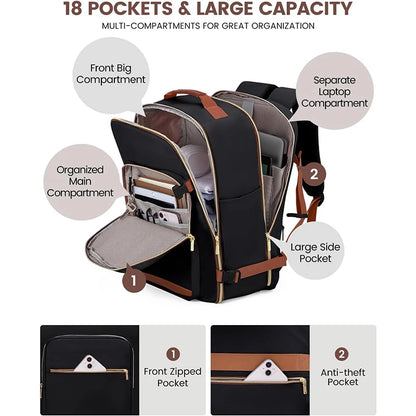 Geestock Minimalist Women's Travel Boarding Backpack Carry On Luggage With 3 Storage Bags Large Capacity Laptop Bag Backpack