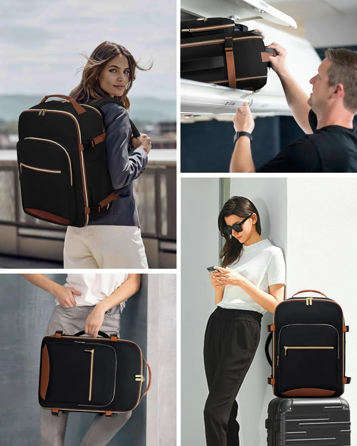 Geestock Minimalist Women's Travel Boarding Backpack Carry On Luggage With 3 Storage Bags Large Capacity Laptop Bag Backpack