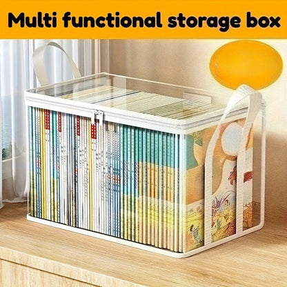 Transparent Storage Boxes with Flip-Top Lid -Large Rectangular Organizer Bins for Books,Clothes,Office-Durable Plastic Organizer