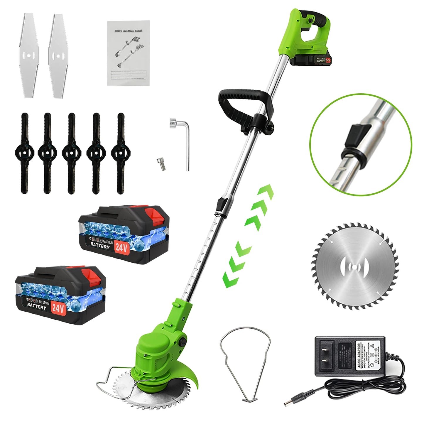 Cordless 2-in-1 Weed Trimmer & Lawn Edger – Brushless Motor, 2 Batteries Included