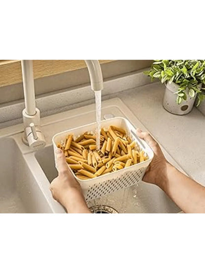 6Set of large-capacity refrigerator fruit preservation containers，Comes with a detachable drain basket，Sealed food storage conta