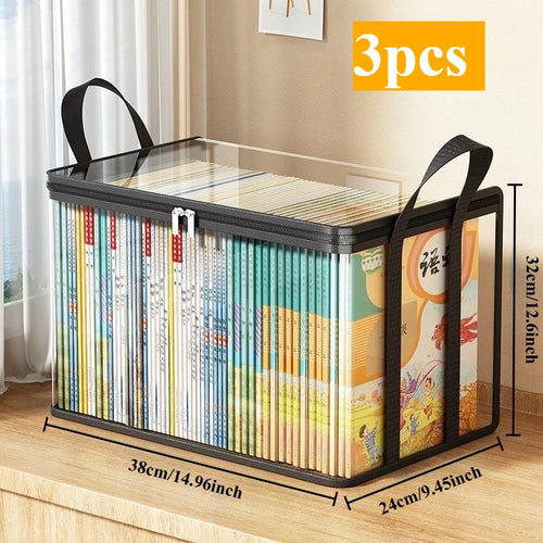 Transparent Storage Boxes with Flip-Top Lid -Large Rectangular Organizer Bins for Books,Clothes,Office-Durable Plastic Organizer