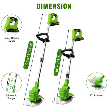 Cordless 2-in-1 Weed Trimmer & Lawn Edger – Brushless Motor, 2 Batteries Included