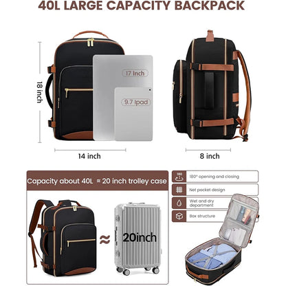 Geestock Minimalist Women's Travel Boarding Backpack Carry On Luggage With 3 Storage Bags Large Capacity Laptop Bag Backpack