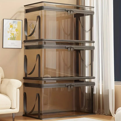 Transparent Storage Boxes with Flip-Top Lid -Large Rectangular Organizer Bins for Books,Clothes,Office-Durable Plastic Organizer