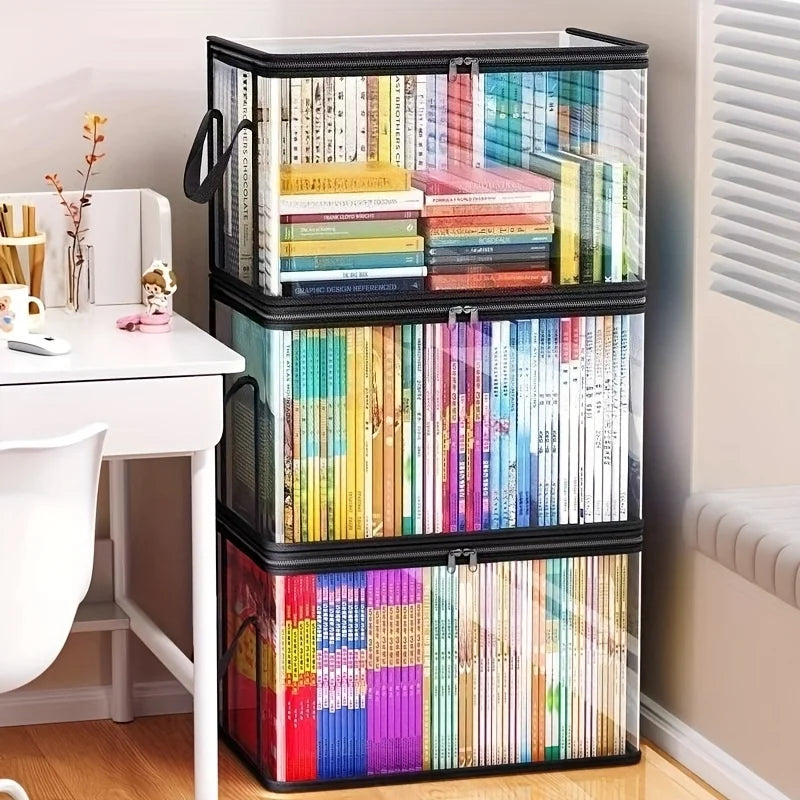 Transparent Storage Boxes with Flip-Top Lid -Large Rectangular Organizer Bins for Books,Clothes,Office-Durable Plastic Organizer